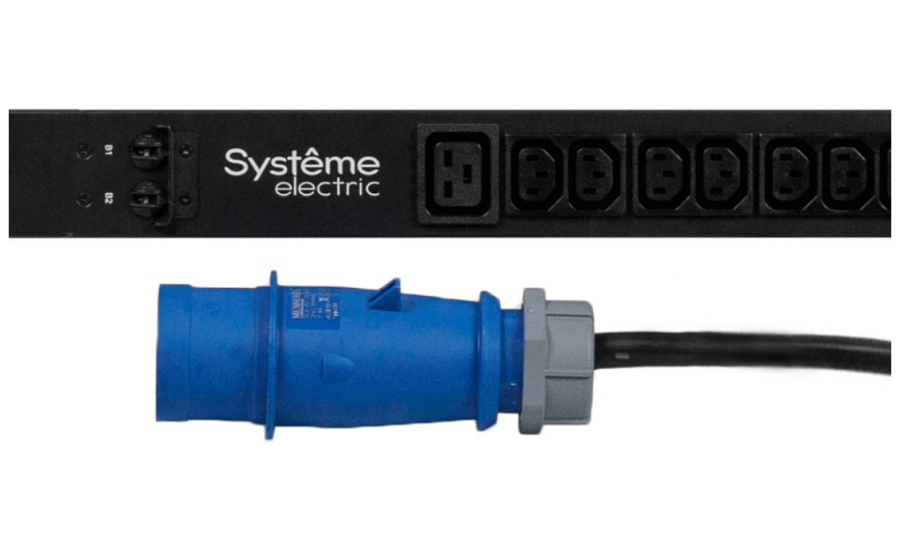 Systeme Electric Блок распределения питания Rack PDU Metered, Uniprom series, 0U, 400V, 3P, 16A, 36xC13 12xC19, 3m cord, IEC309 арт. UP8881