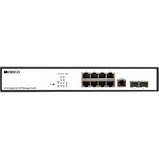 Коммутатор ORIGO Управляемый L2 коммутатор, 8x1000Base-T, 2x1000Base-X SFP, консольный порт RJ-45, комплект для установки в 19" стойку арт. OS3110/A1A