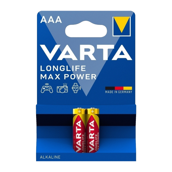Батарейка Varta LONGLIFE MAX POWER (MAX TECH) LR03 AAA BL2 Alkaline 1.5V (4703) (2/20/100) (04703101412)