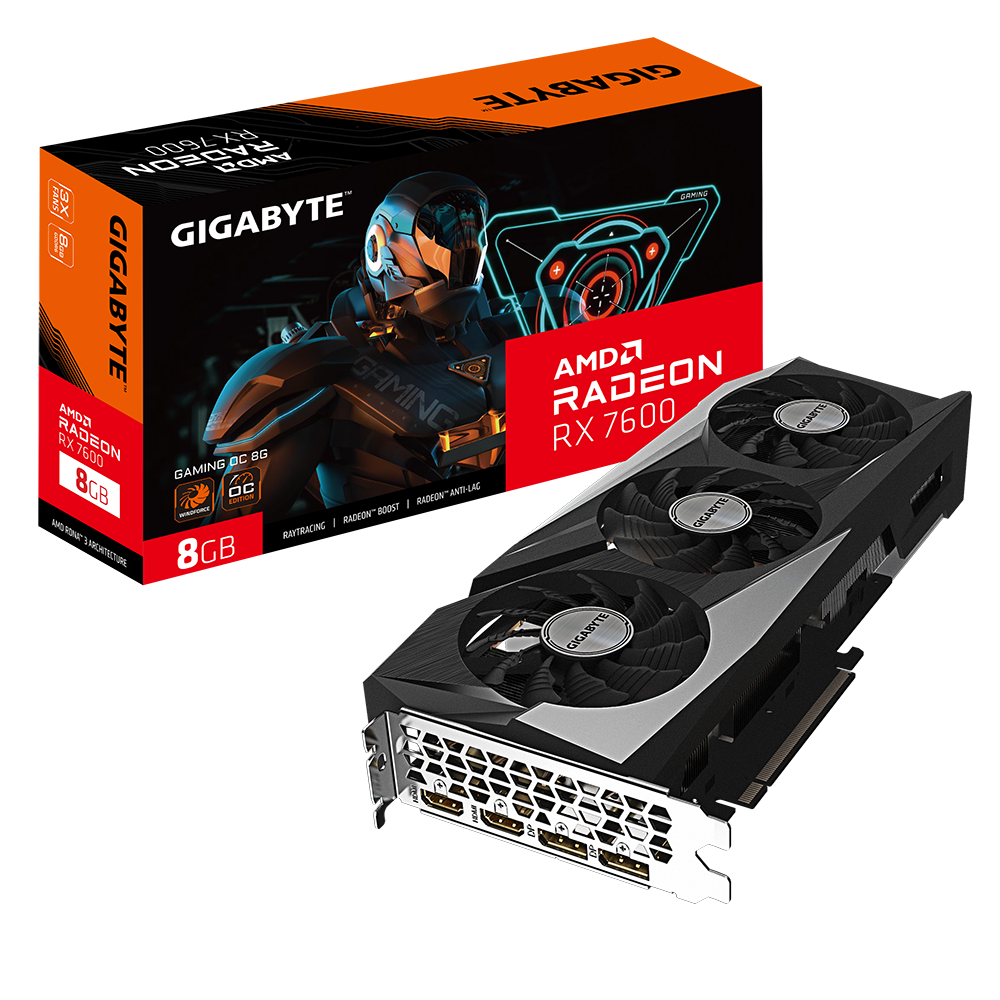 Видеокарта GIGABYTE Radeon RX 7600 GAMING OC 8G GV-R76GAMING OC-8GD