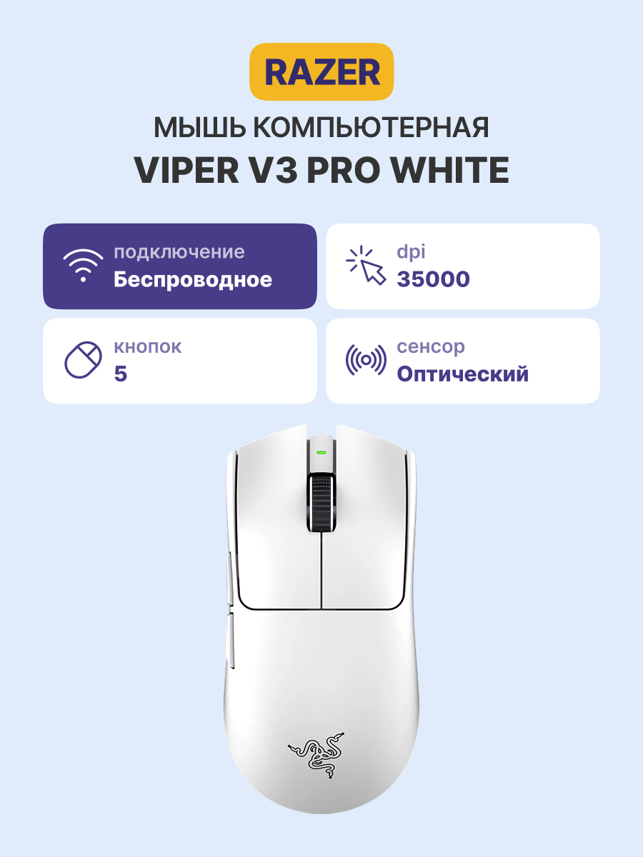 Razer Viper V3 Pro White Gaming Mouse RZ01-05120200-R3G1