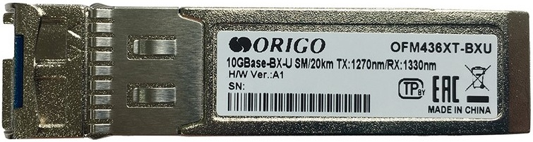 SFP-трансивер ORIGO WDM трансивер SFP+, 10GBase-BX-U (Simplex LC), Tx:1270 нм, Rx:1330 нм, для одномодового кабеля, до 20 км арт. OFM436XT-BXU/20KM/A1A