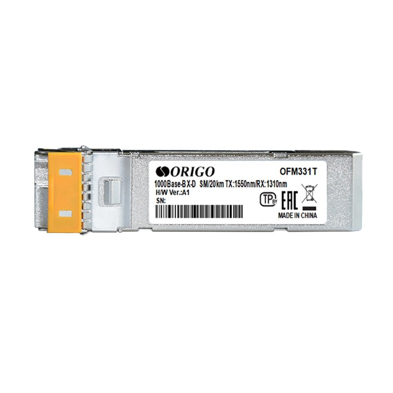 SFP-трансивер ORIGO WDM SFP-трансивер, 1000Base-BX-D (Simplex LC), Tx:1550 нм, Rx:1310 нм, для одномодового кабеля, до 20 км арт. OFM331T/20KM/A1A