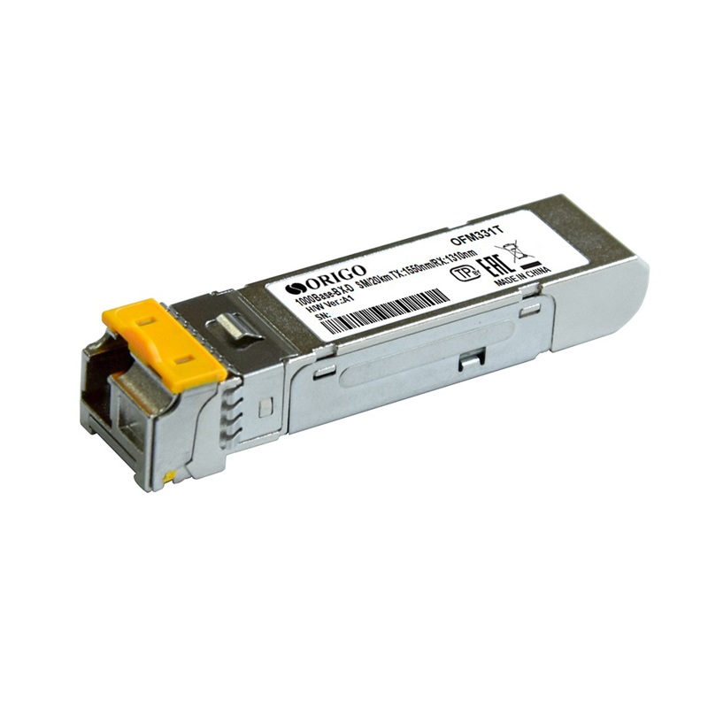 SFP-трансивер ORIGO WDM SFP-трансивер, 1000Base-BX-D (Simplex LC), Tx:1550 нм, Rx:1310 нм, для одномодового кабеля, до 20 км арт. OFM331T/20KM/A1A