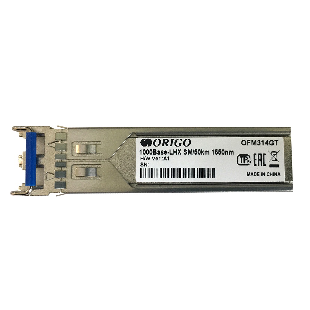 SFP-трансивер ORIGO SFP-трансивер, 1000Base-LHX (Duplex LC), 1550 нм, для одномодового кабеля, до 50 км арт. OFM314GT/A1A