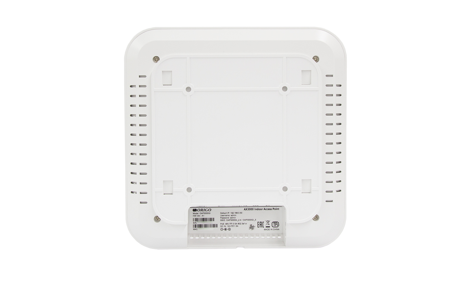 Точка доступа ORIGO Двухдиапазонная Wi-Fi 6 точка доступа AX3000, 1x1000Base-T WAN PoE, 1x1000Base-T LAN, 2 антенны 4,6 dBi, 2 антенны 4 dBi арт. OAP3000GI/A1A