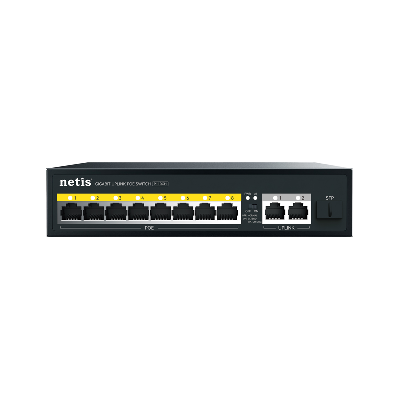 Коммутатор Netis P110GH (L2) 8x100Мбит/с 2x1Гбит/с 8PoE 8PoE+ 120W неуправляемый