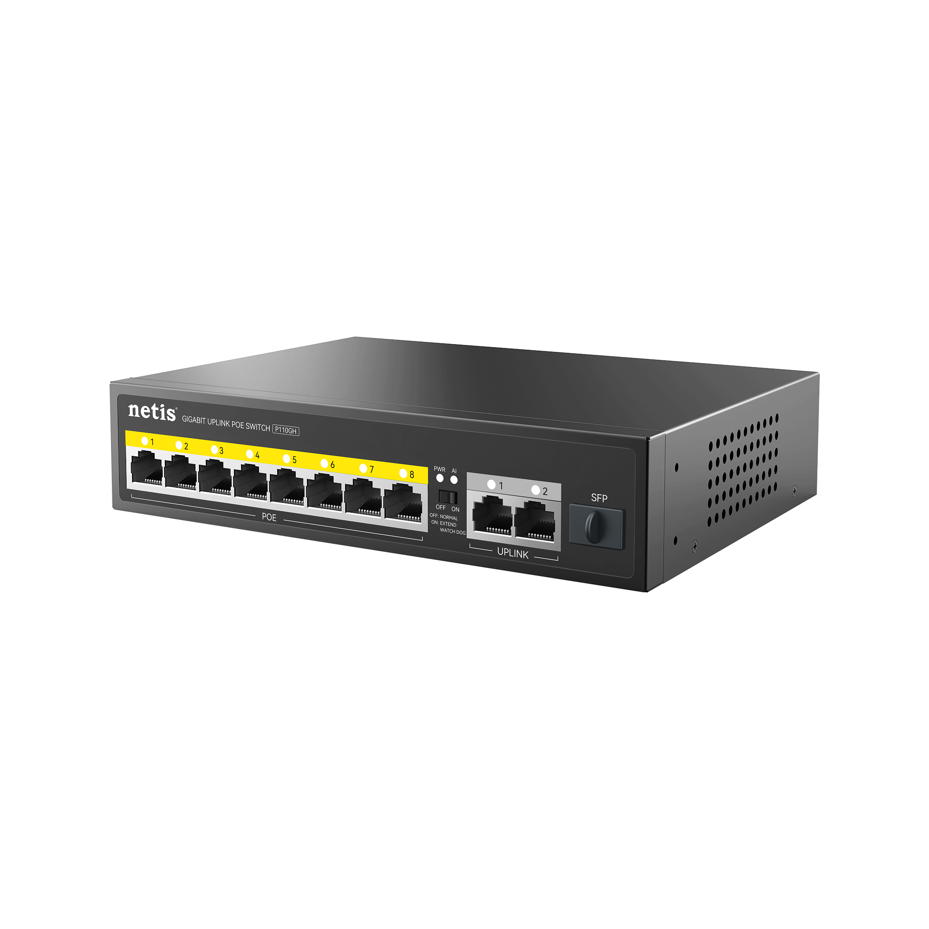 Коммутатор Netis P110GH (L2) 8x100Мбит/с 2x1Гбит/с 8PoE 8PoE+ 120W неуправляемый