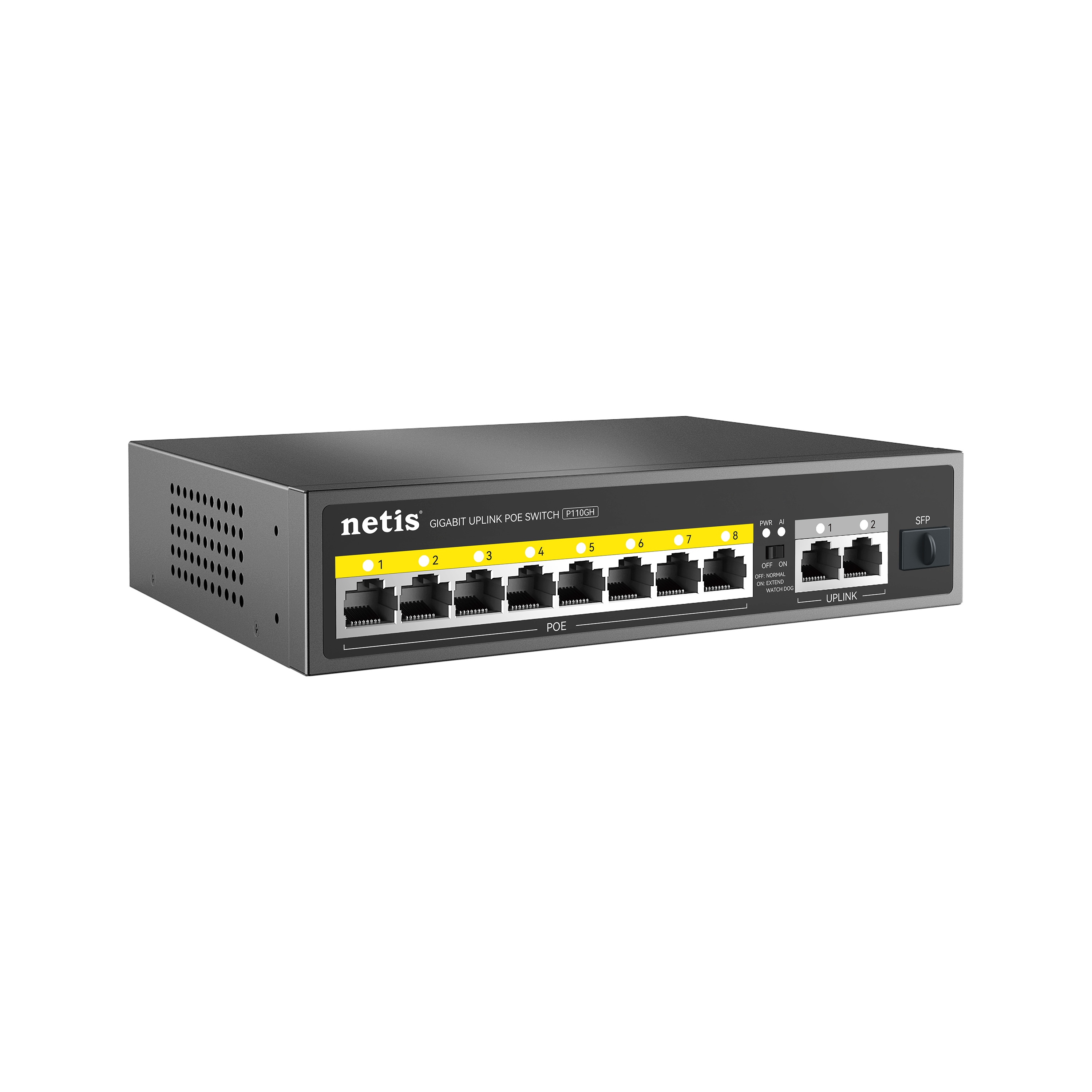 Коммутатор Netis P110GH (L2) 8x100Мбит/с 2x1Гбит/с 8PoE 8PoE+ 120W неуправляемый
