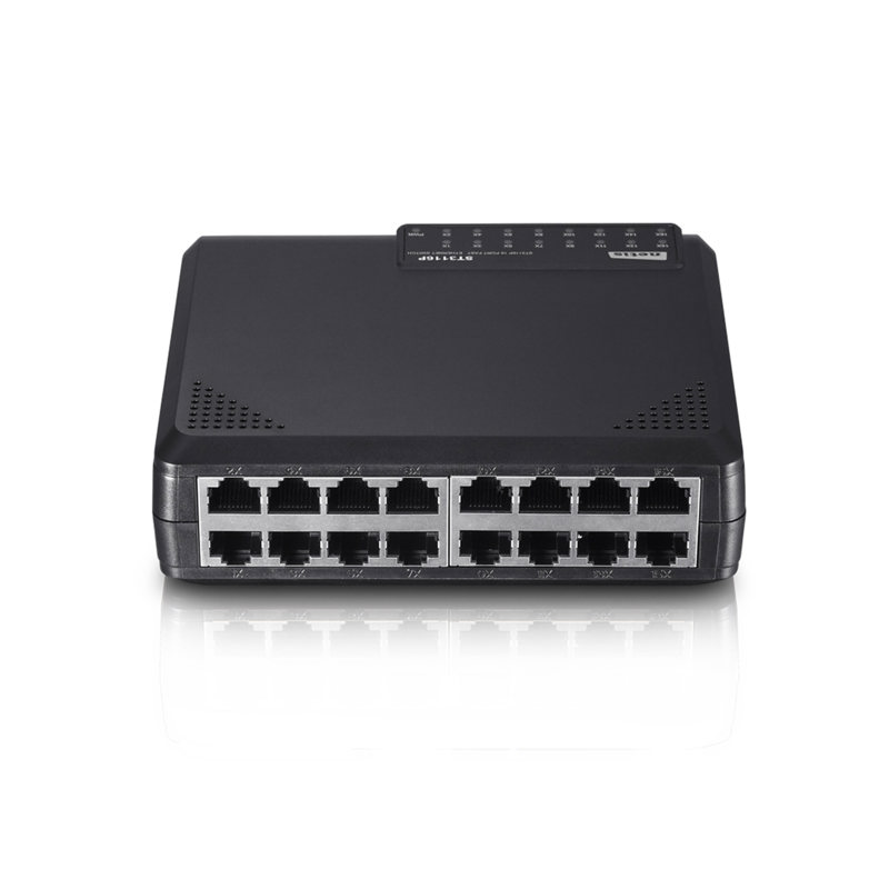 Netis ST3116P Коммутатор, неуправляемый 16-портовый 10/100 Мбит/с, 16 порта RJ45 10/100 Мбит/с, настольный, пластиковый корпус