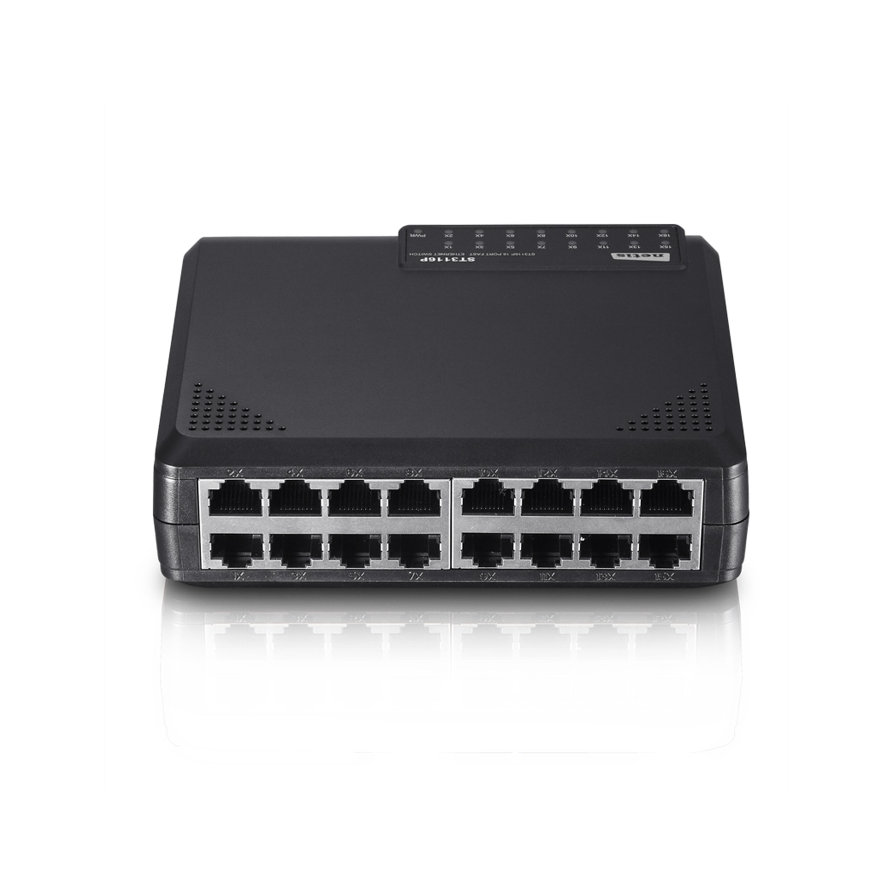 Netis ST3116P Коммутатор, неуправляемый 16-портовый 10/100 Мбит/с, 16 порта RJ45 10/100 Мбит/с, настольный, пластиковый корпус