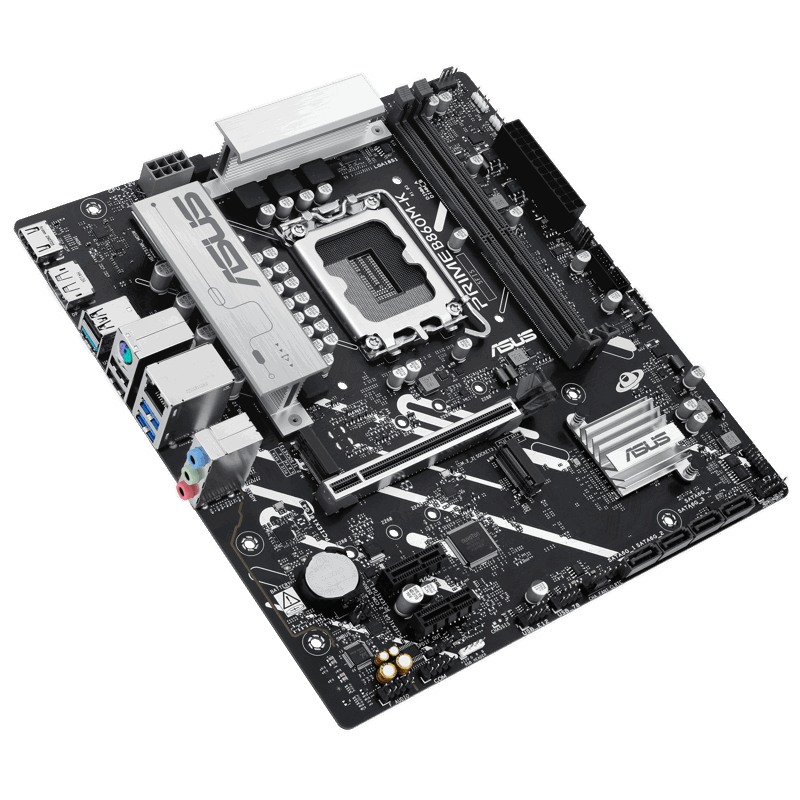 ASUS PRIME B860M-K (Socket 1851, mATX, 2xDDR5(128GB), DP/HDMI, 1xPCIe 4.0x16/2xPCIe 4.0x1, 1xLAN (2.5GbE), 4xSATA 6Gb/s, 2xM.2, 3xUSB 3.2, 3xUSB 2.0)