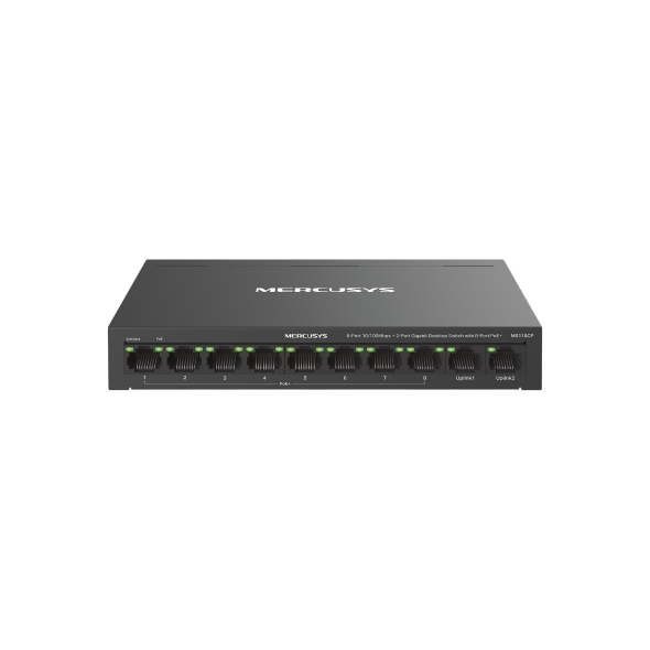 Mercusys MS110CP Настольный коммутатор с 8 портами PoE+ 10/100 Мбит/c и 2 гигабитными портами