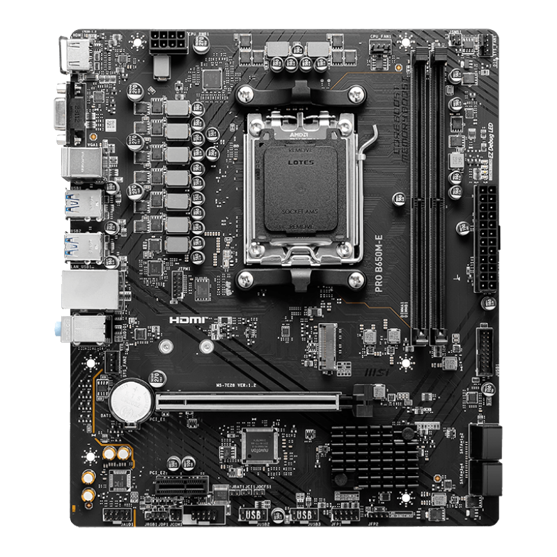Материнская плата MSI PRO B650M-E Socket AM5 AMD B650 2xDDR5 mATX AC`97 8ch(7.1) GbLAN RAID+VGA+HDMI
