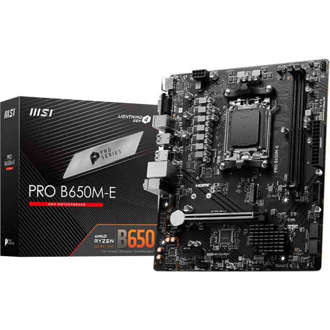 Материнская плата MSI PRO B650M-E Socket AM5 AMD B650 2xDDR5 mATX AC`97 8ch(7.1) GbLAN RAID+VGA+HDMI
