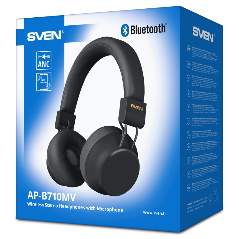 SVEN Беспроводные наушники с микрофоном AP-B710MV, черный (Bluetooth, ANC, APP, 3 mics 500mAh) арт. SV-022730