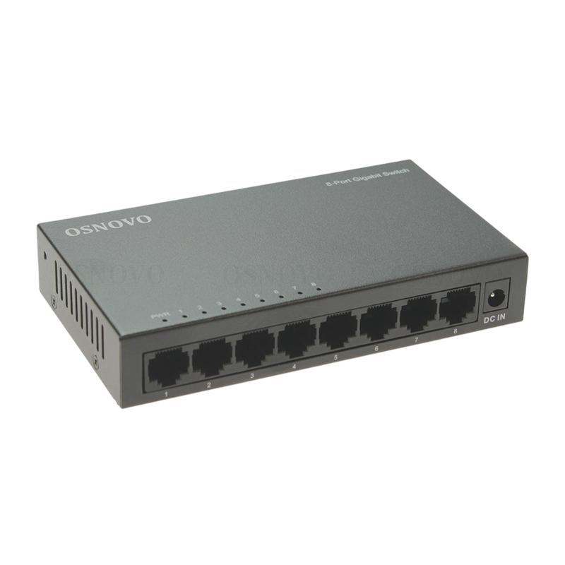 Неуправляемый коммутатор OSNOVO SW-8G Неуправляемый коммутатор Gigabit Ethernet на 8 портов. Порты: 8 x GE (10/100/1000Base-T). Auto MDI/MDIX Встроенная грозозащита 2кВ. В комплекте БП DC12V(1A). Размеры (ШхВхГ): 138 x 25 x 7