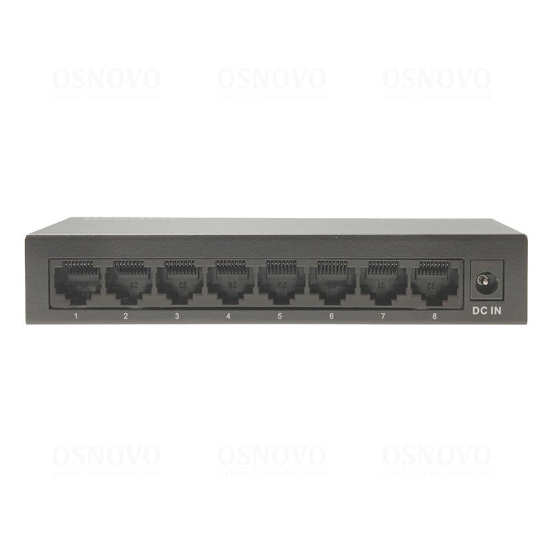 Неуправляемый коммутатор OSNOVO SW-8G Неуправляемый коммутатор Gigabit Ethernet на 8 портов. Порты: 8 x GE (10/100/1000Base-T). Auto MDI/MDIX Встроенная грозозащита 2кВ. В комплекте БП DC12V(1A). Размеры (ШхВхГ): 138 x 25 x 7