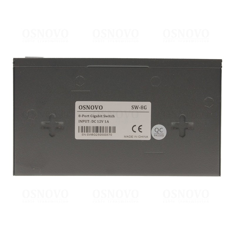 Неуправляемый коммутатор OSNOVO SW-8G Неуправляемый коммутатор Gigabit Ethernet на 8 портов. Порты: 8 x GE (10/100/1000Base-T). Auto MDI/MDIX Встроенная грозозащита 2кВ. В комплекте БП DC12V(1A). Размеры (ШхВхГ): 138 x 25 x 7