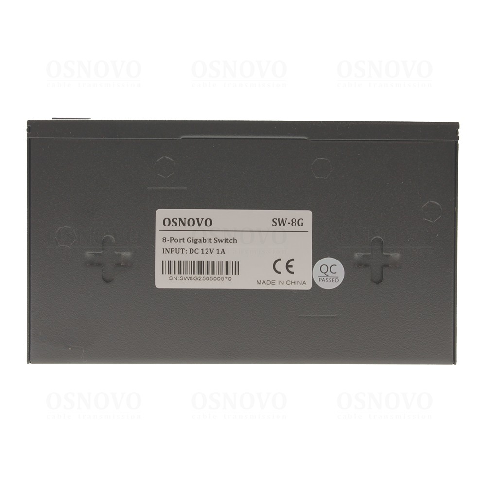 Неуправляемый коммутатор OSNOVO SW-8G Неуправляемый коммутатор Gigabit Ethernet на 8 портов. Порты: 8 x GE (10/100/1000Base-T). Auto MDI/MDIX Встроенная грозозащита 2кВ. В комплекте БП DC12V(1A). Размеры (ШхВхГ): 138 x 25 x 7