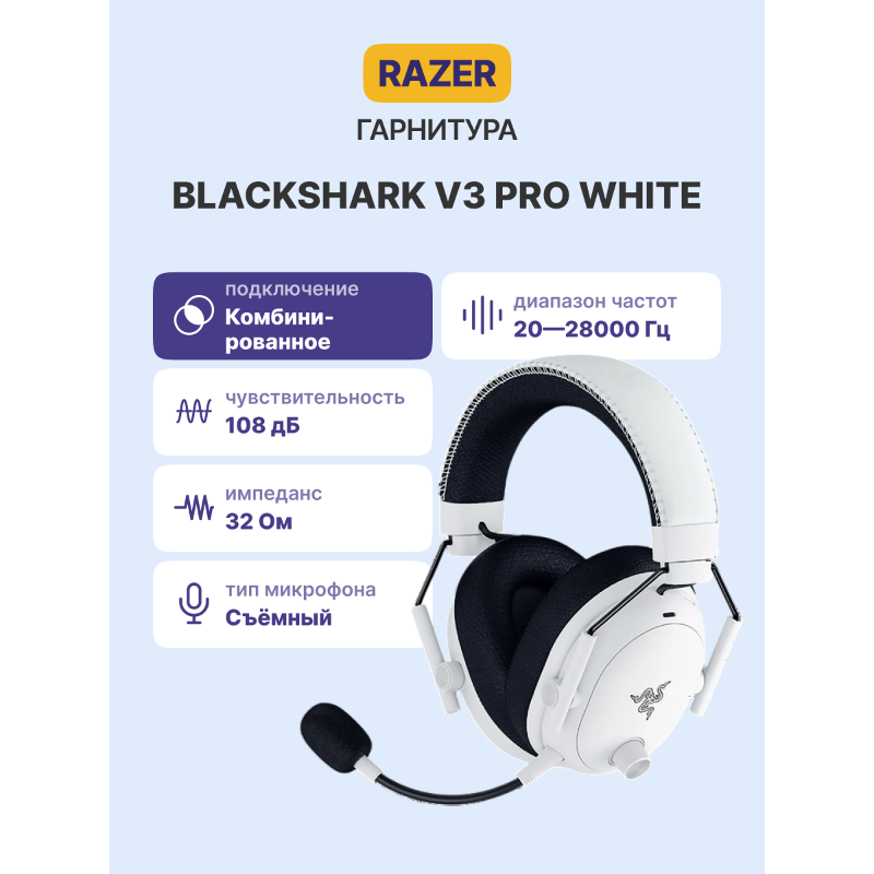 Razer BlackShark V3 Pro - White Headset арт. RZ04-05400200-R3M1