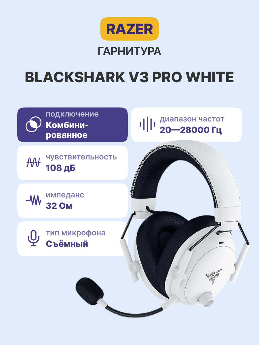 Razer BlackShark V3 Pro - White Headset арт. RZ04-05400200-R3M1