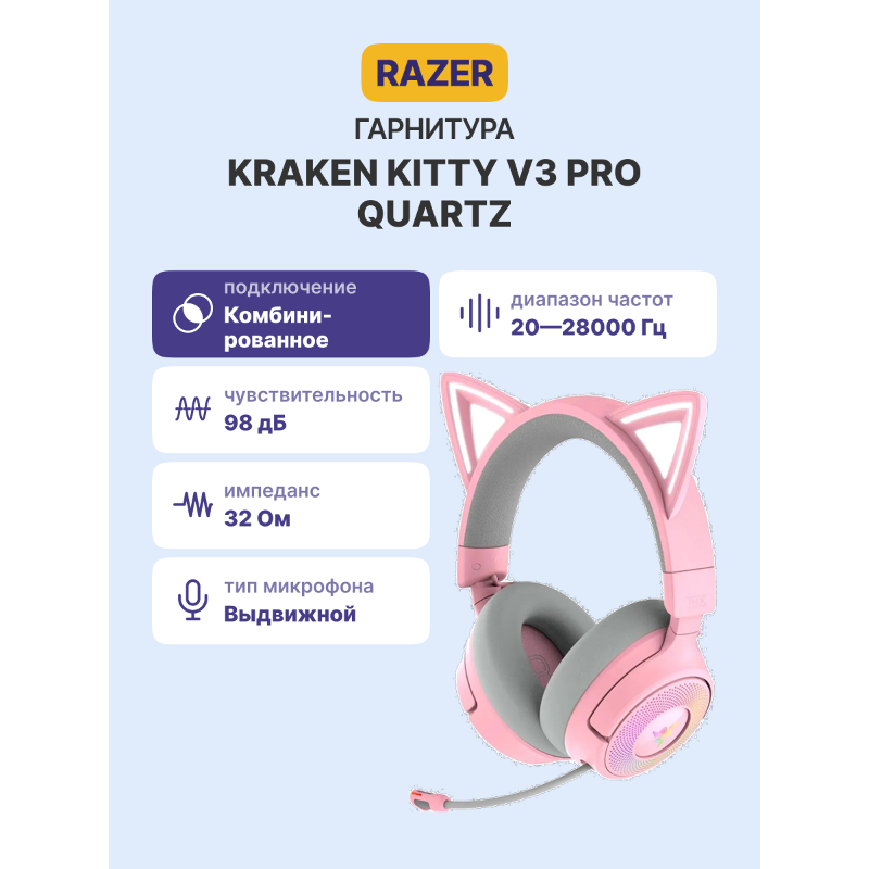 Razer Kraken Kitty V3 Pro - Quartz Headset