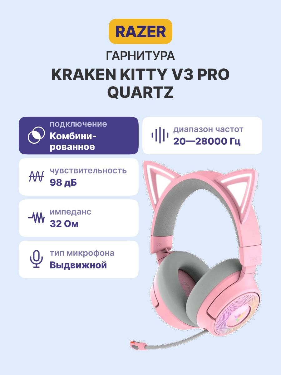 Razer Kraken Kitty V3 Pro - Quartz Headset