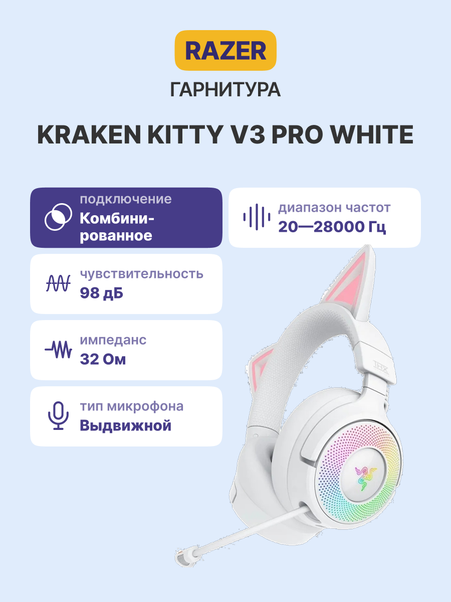 Razer Kraken Kitty V3 Pro - White Headset