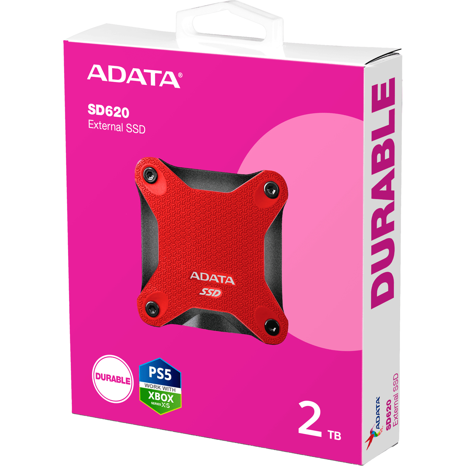 External SSD ADATA 2TB USB 3.2 Gen 2 (USB 10Gbps) R550/W480MB/s 3D NAND COLOR BOX red арт. SD620-2TCRD