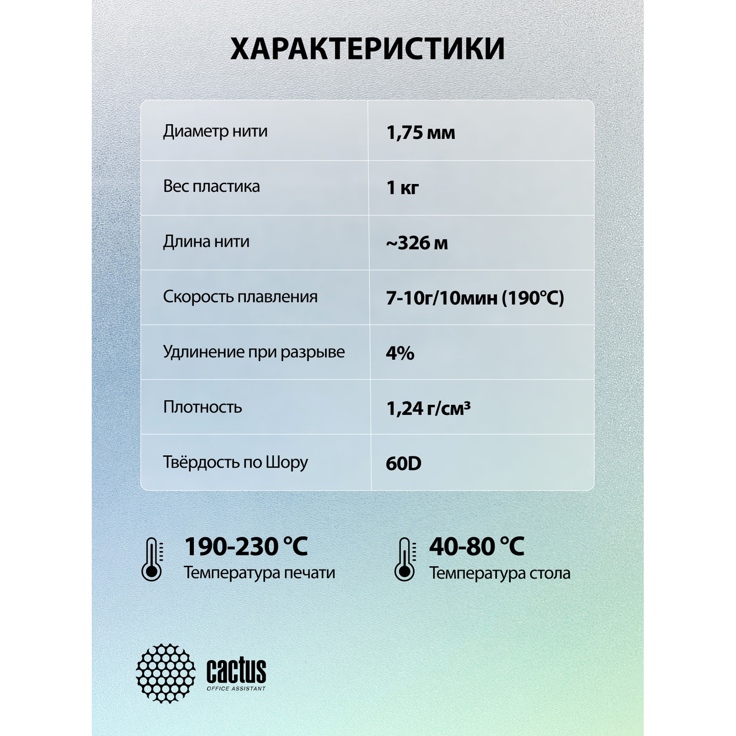 Пластик для принтера 3D Cactus CS-3D-PLA-1KG-GREY PLA