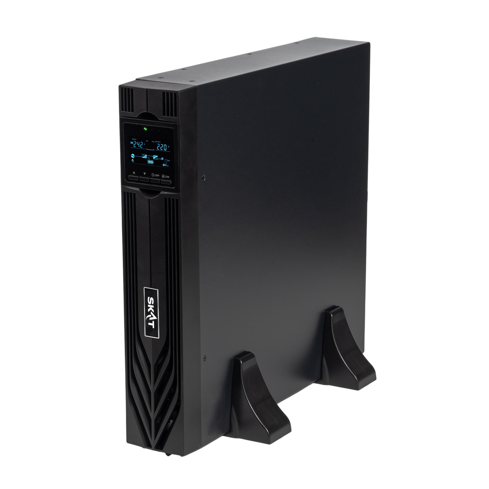 Источник бесперебойного питания (8764) SKAT-UPS 1500-RACK-ON-3X9 P3 - ИБП 1500 Вт, On-Line, синус, встр. АКБ 36В (3x9Ач), 2хSchuko Бастион