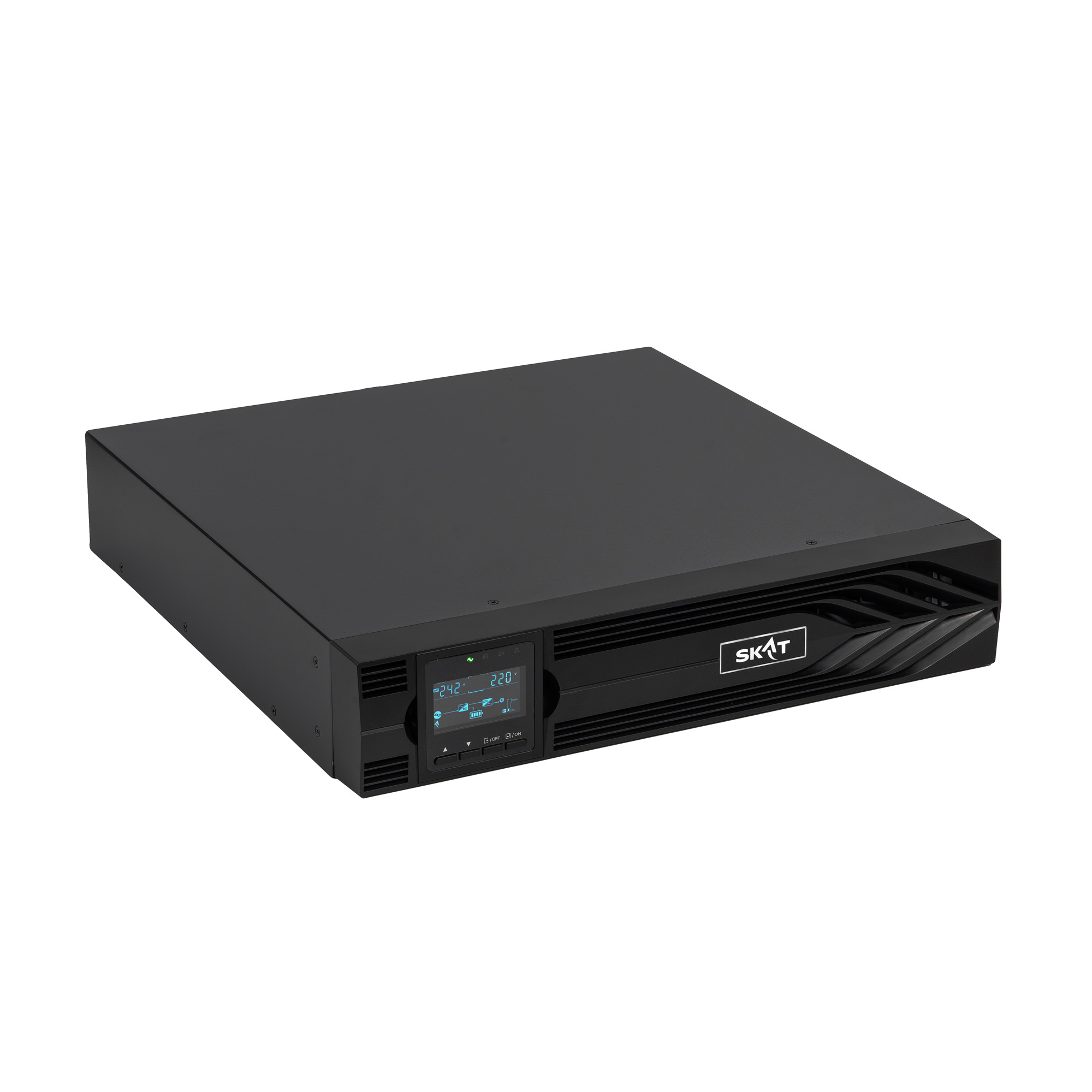 Источник бесперебойного питания (8764) SKAT-UPS 1500-RACK-ON-3X9 P3 - ИБП 1500 Вт, On-Line, синус, встр. АКБ 36В (3x9Ач), 2хSchuko Бастион