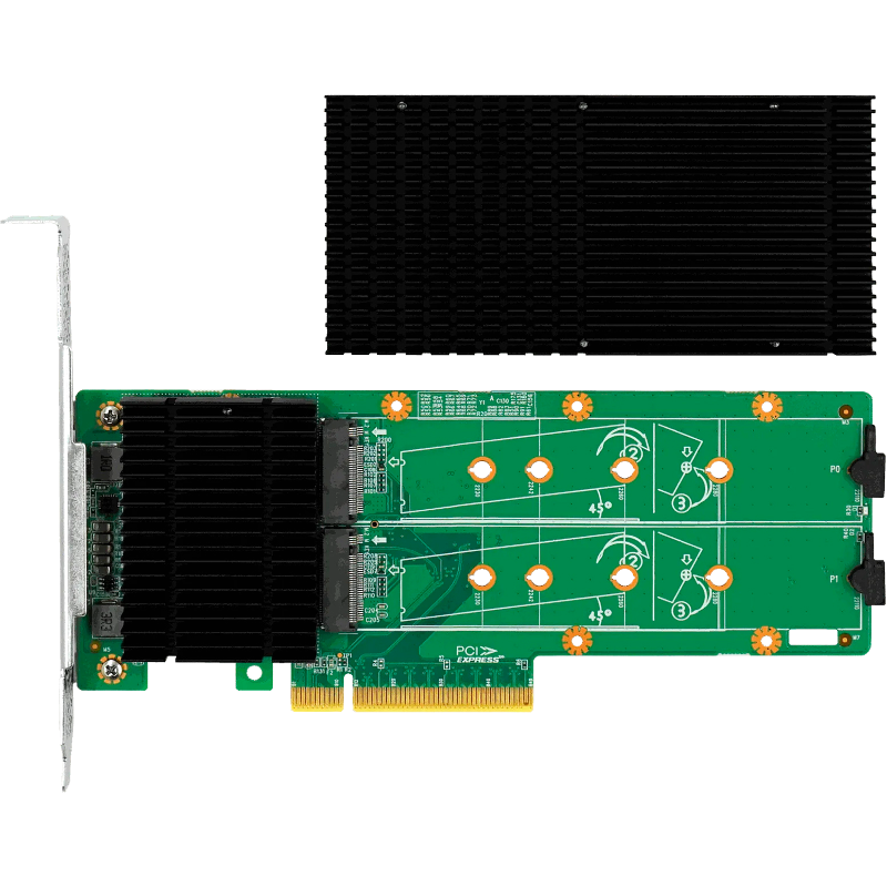 LR-Link PCIe 3.0 x8 adapter with dual M.2 NVMe slots and hardware RAID 0/1 support.