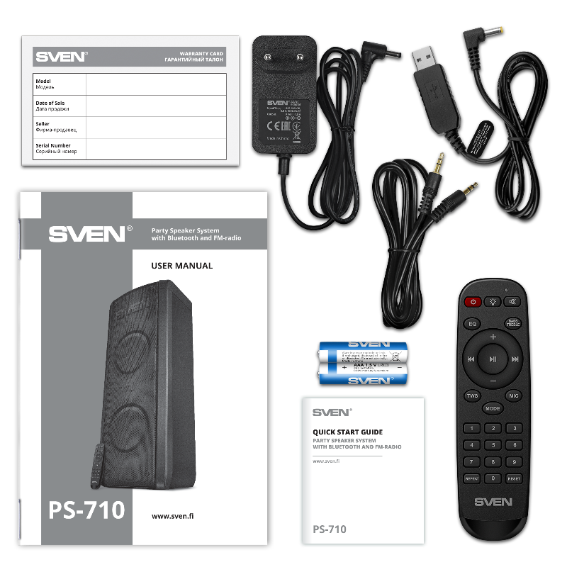 Портативная акустика АС PS-710, черн (100 Вт, TWS, BT, FM, 4400мАxч)