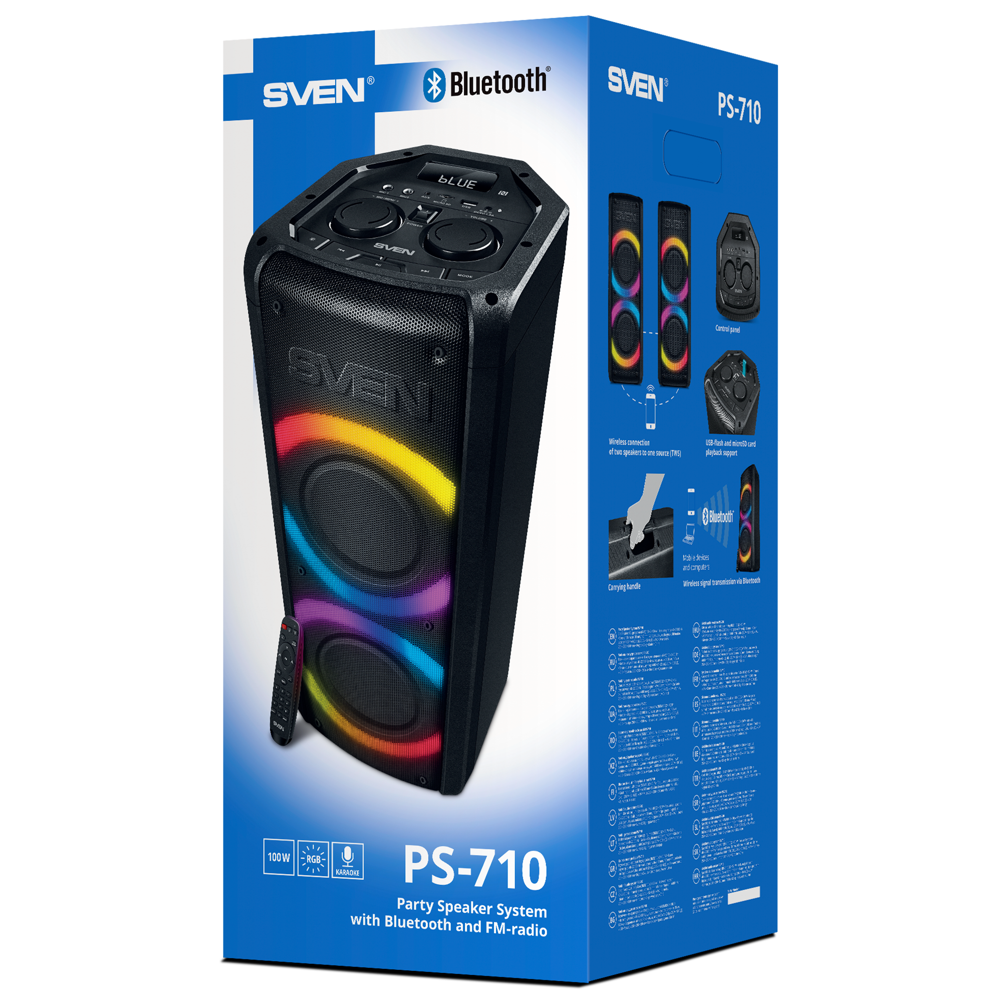 Портативная акустика АС PS-710, черн (100 Вт, TWS, BT, FM, 4400мАxч)