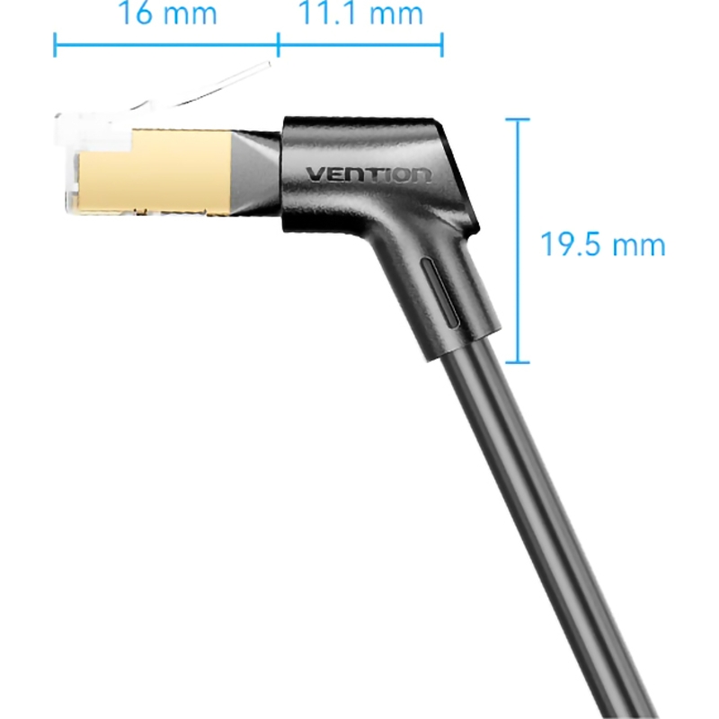 Vention IKLBD STP cat.8, RJ45 угол 360 - 0,5м. Черный