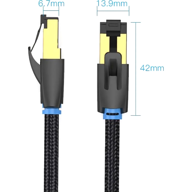 Vention IKGBK SFTP cat.8 RJ45 - 8м. Черный Тканевая оплетка