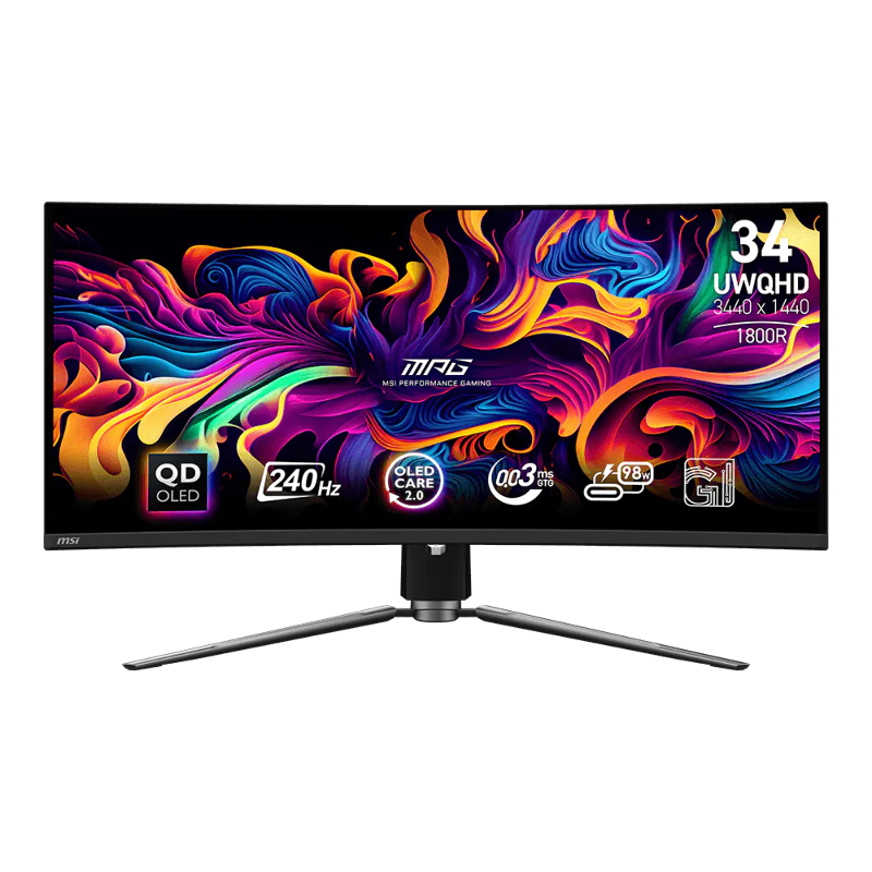 Монитор MSI 34" MPG 341CQPX черный QD OLED LED 21:9 HDMI полуматовая HAS Piv 250cd 178гр/178гр 3440x1440 240Hz DP UW USB 8.9кг арт. 9S6-3DD04T-036