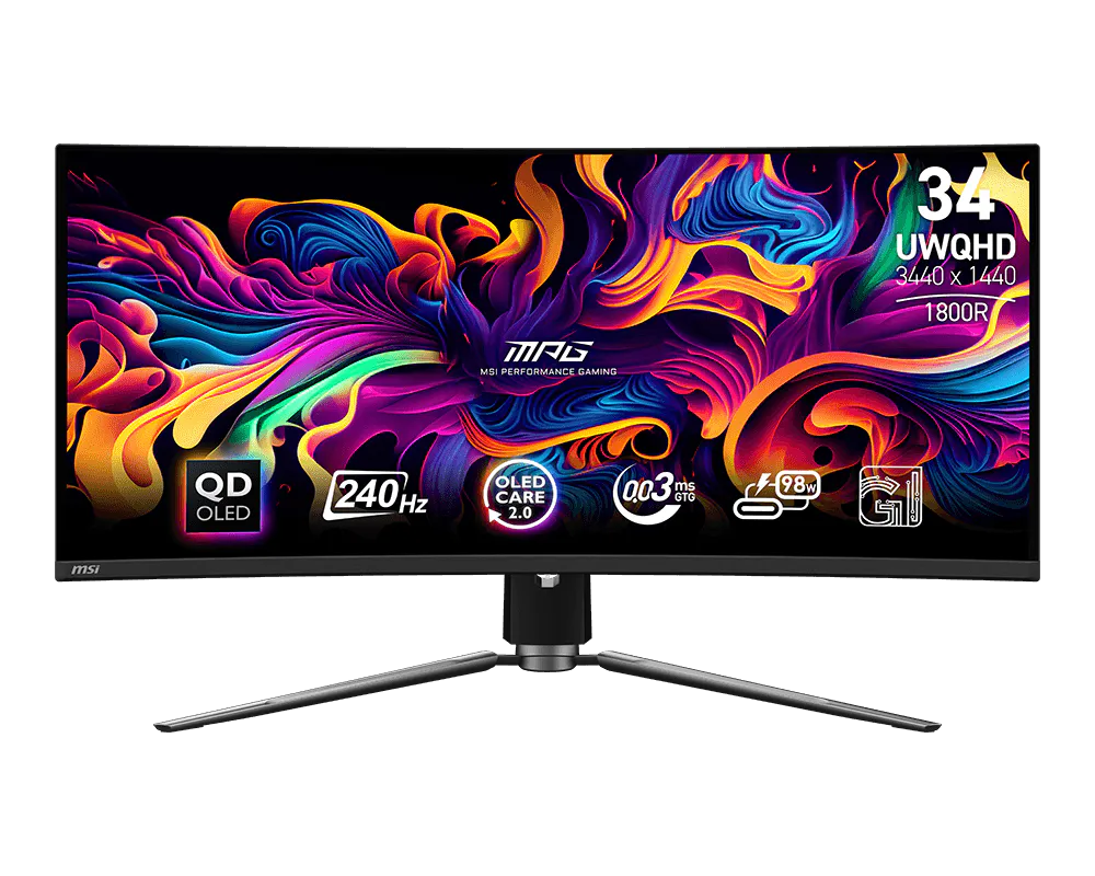 Монитор MSI 34" MPG 341CQPX черный QD OLED LED 21:9 HDMI полуматовая HAS Piv 250cd 178гр/178гр 3440x1440 240Hz DP UW USB 8.9кг арт. 9S6-3DD04T-036