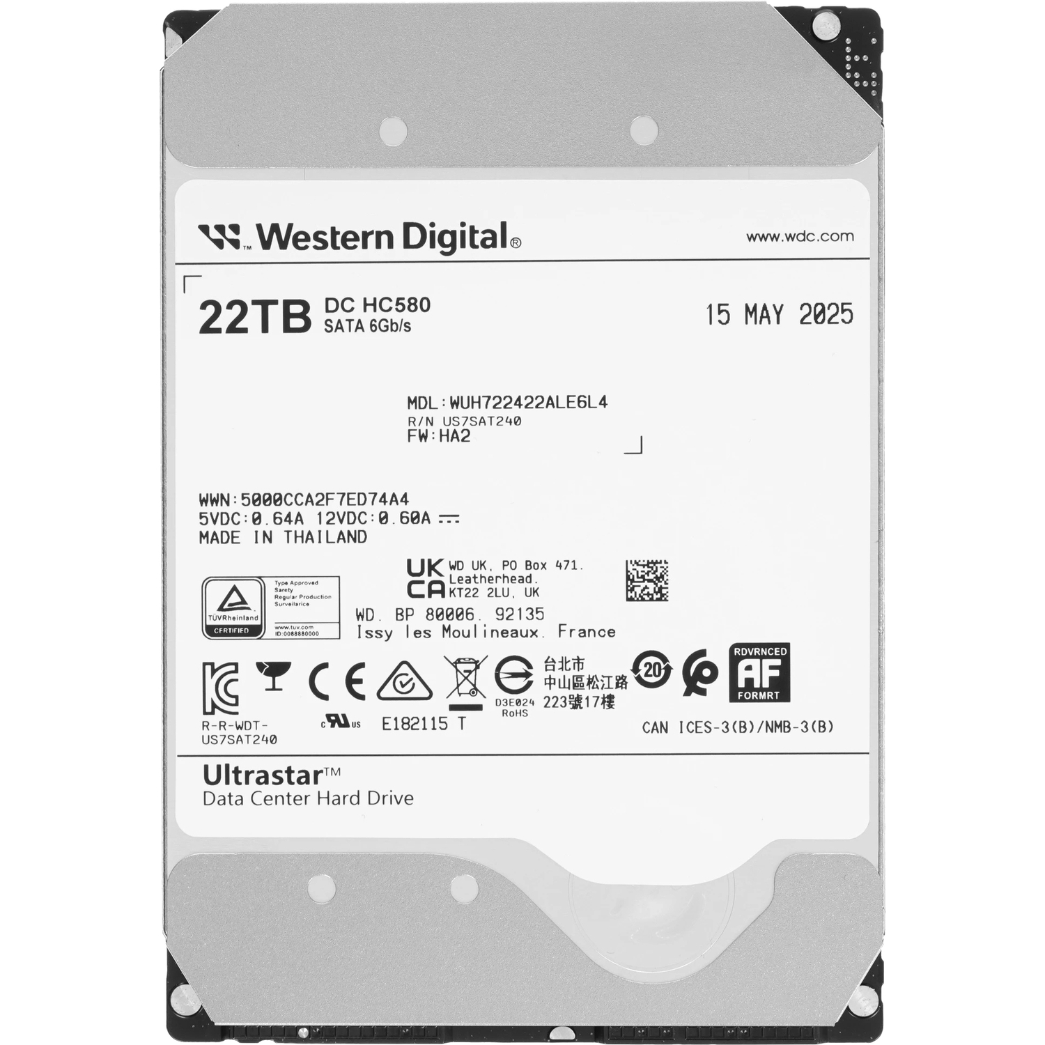 WD Ultrastar DC HC580 22Tb (WUH722422ALE6L4)