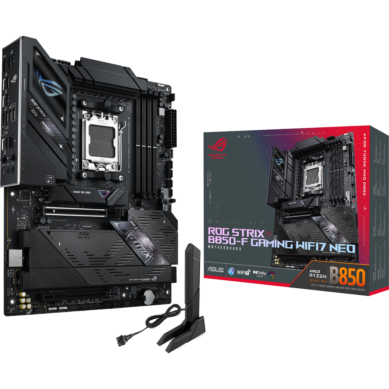 ROG STRIX B850-F GAMING NEO (Socket AM5, ATX, 4xDDR5(256GB), HDMI, 1xPCIe 5.0x16/1xPCIe 4.0x16, 2xSATA 6Gb/s, 4xM.2,1xLAN (5GbE), Wi-Fi 7, BT, 3xType-C, 5xUSB 3.0, 2xUSB2.0)