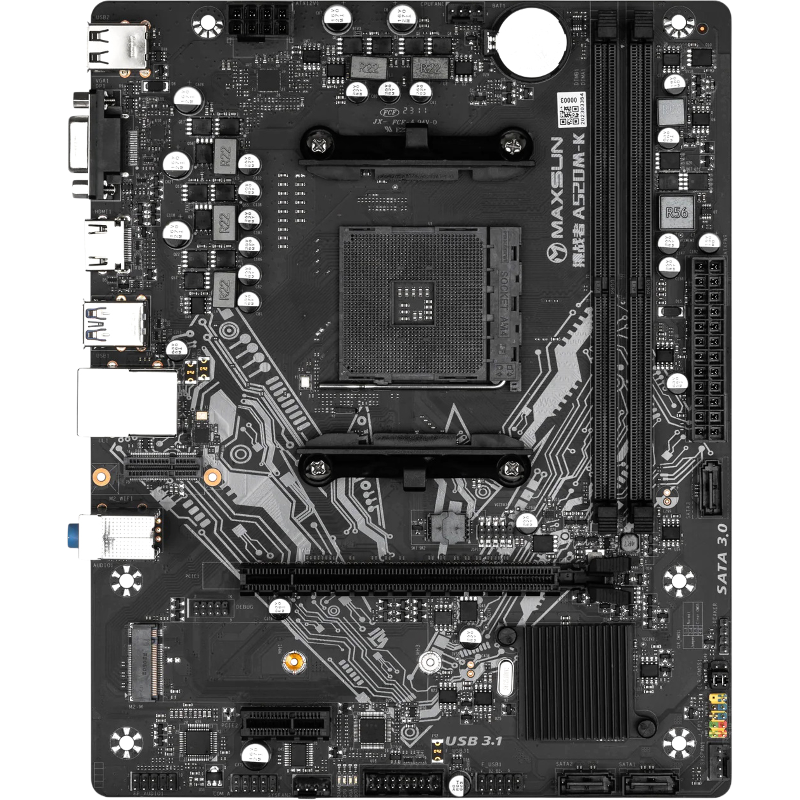 MAXSUN MS-Challenger A520M-K (Socket AM4, mATX, 2*DDR4, VGA/HDMI, 3*SATA3, 1*M.2, 1*PCIEx16/1*PCIEx1, 4*USB2.0, 2*USB 3.2 Gen1, LAN 1*1G, RTL)
