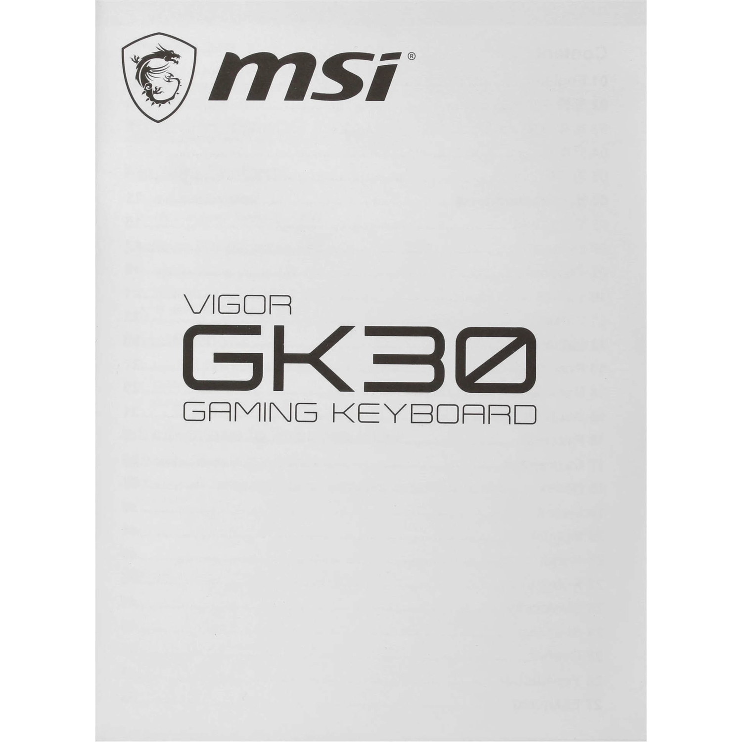 MSI VIGOR GK30 WHITE RU