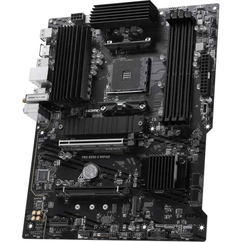 Материнская плата MSI PRO B550-S WIFI6E Soc-AM4 AMD B550 4xDDR4 ATX AC`97 8ch(7.1) GbLAN RAID+HDMI