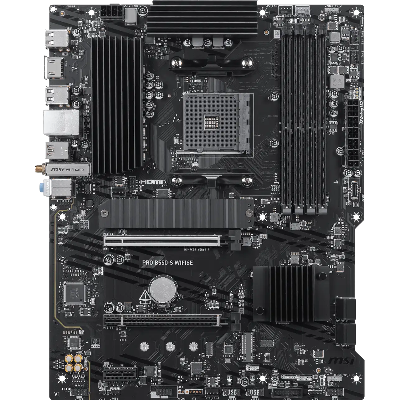 Материнская плата MSI PRO B550-S WIFI6E Soc-AM4 AMD B550 4xDDR4 ATX AC`97 8ch(7.1) GbLAN RAID+HDMI