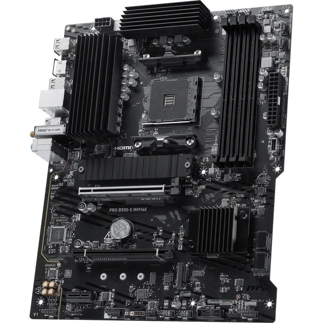 Материнская плата MSI PRO B550-S WIFI6E Soc-AM4 AMD B550 4xDDR4 ATX AC`97 8ch(7.1) GbLAN RAID+HDMI