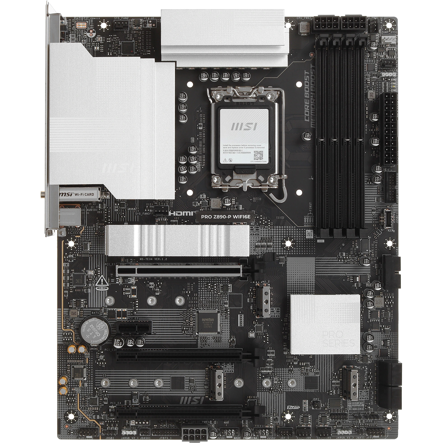 Материнская плата MSI PRO Z890-P WIFI6E Soc-1851 Intel Z890 4xDDR5 ATX AC`97 8ch(7.1) 5Gigabit RAID+HDMI+DP