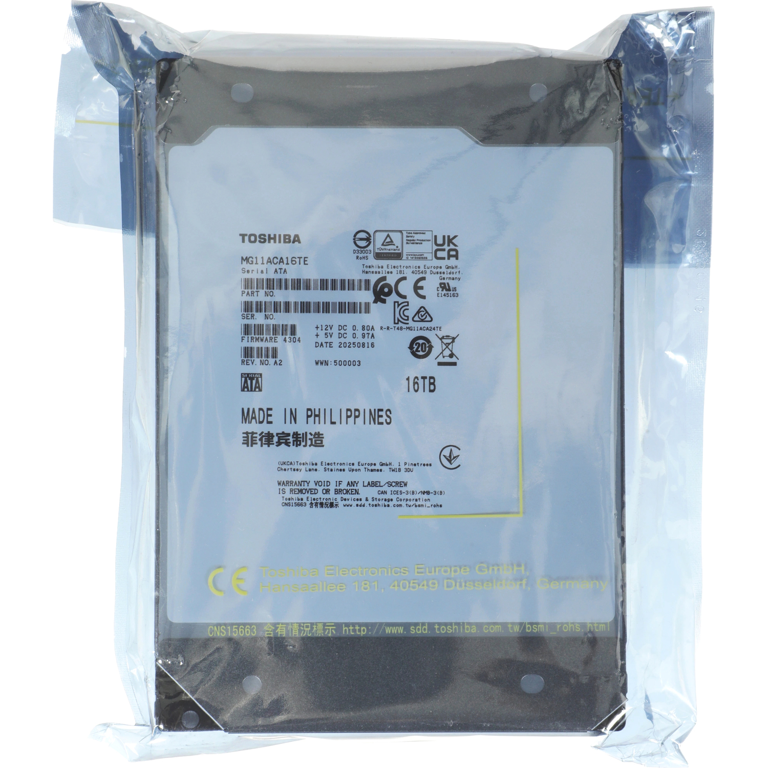 Жесткий диск Toshiba SATA-III 16TB MG11ACA16TE Enterprise Capacity 512E (7200rpm) 1024Mb 3.5"