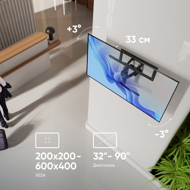 Кронштейн для телевизора ONKRON SM6 BLACK